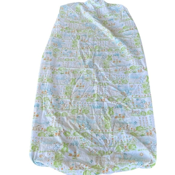 Vintage Dundee Mills Animals Gardening Fitted Crib Sheet 1980s Bear Bunny Kitty - Picture 3 of 8